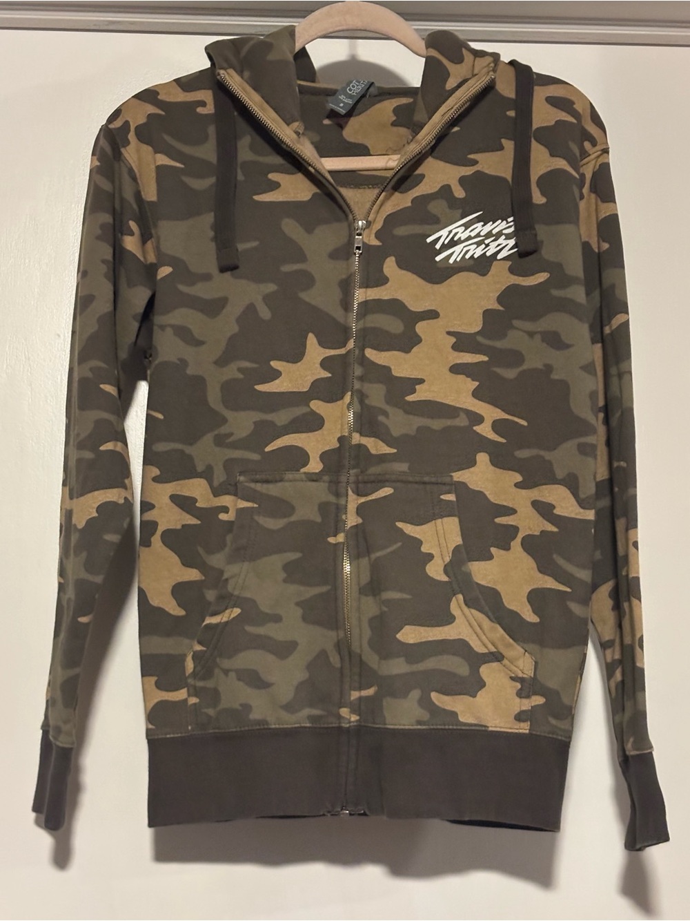 Travis Tritt Country Band Music Women's Olive & Tan Camo Zip Hoodie